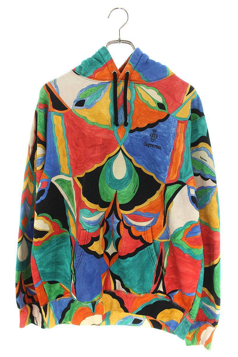 シュプリーム SUPREME エミリオプッチ 21SS Emilio Pucci Hooded Sweatshirt サイズ:M 総柄プルオーバーパーカー 中古 OM10