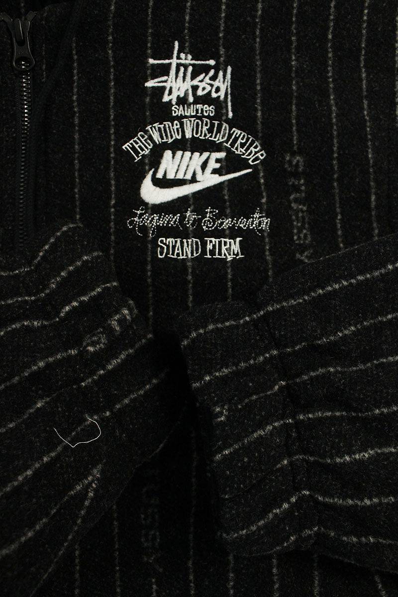 ナイキ NIKE ステューシー Stripe Wool Jacket DR4023-010 サイズ:XS ロゴ刺繍ストライプフーデットブルゾン 中古 BS99_画像4