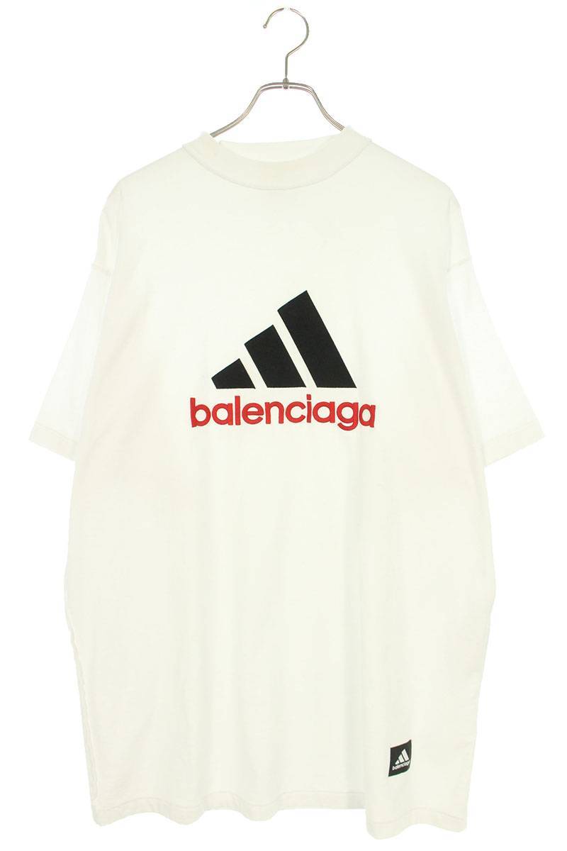 バレンシアガ BALENCIAGA アディダス 23SS 731769 TNVA6 サイズ:1 ロゴデザインオーバーサイズTシャツ 中古 SB01