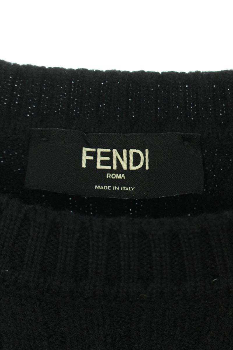 フェンディ FENDI FZY451 AH33 サイズ:52 ロゴ刺繍クルーネックニット 中古 OM10_画像3