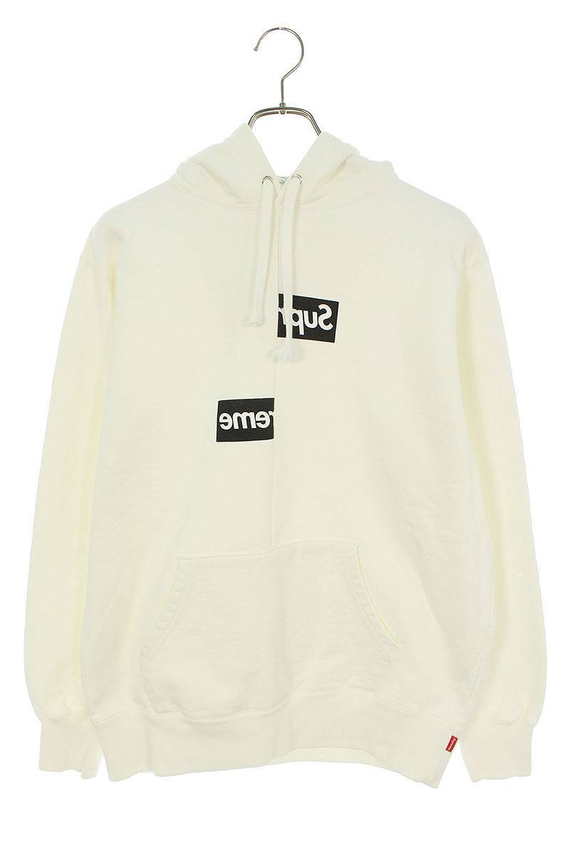 シュプリームSUPREME コムデギャルソンシャツ 18AW Split BoxLogo Hooded Sweatshirt サイズ:M スプリットボックスロゴパーカー 中古 FK04