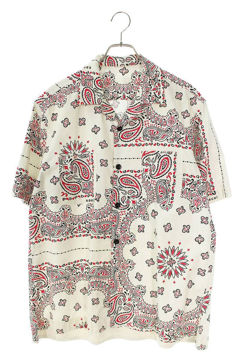 サカイ Sacai 22SS BANDANA Print Shirt 22-02689M サイズ:3 バンダナプリント半袖シャツ 中古 BS99