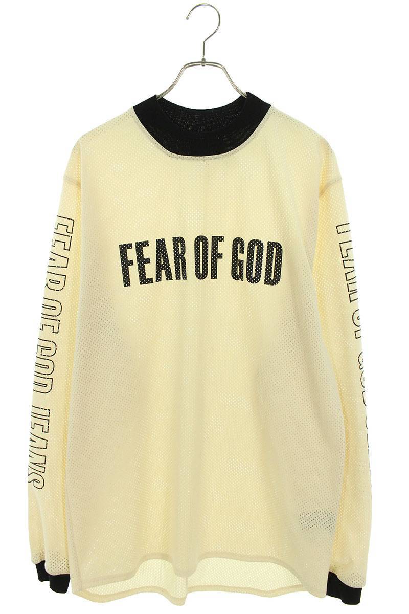 フィアオブゴッド FEAR OF GOD 17SS FIFTH COLLECTION Mesh Motocross Jersey サイズ:M ロゴプリントメッシュ長袖カットソー 中古 BS55