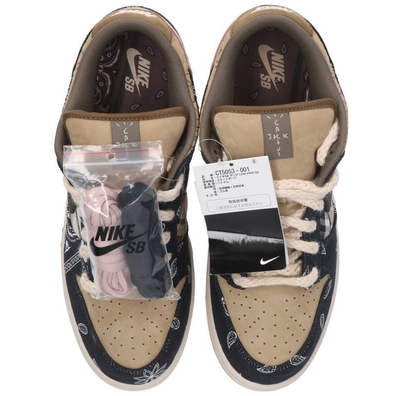 ナイキNIKEトラヴィススコット SB DUNKLOW PRM TRAVISSCOTT CACTUSJACK CT5053-001 29cm ダンクロースニーカー 中古 OM10_画像6