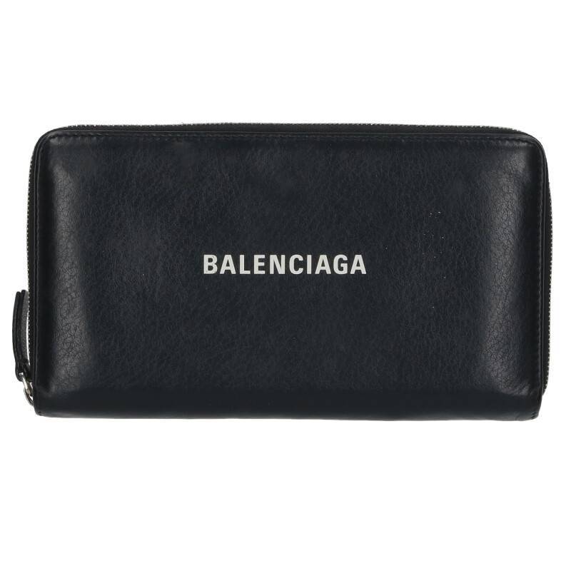 バレンシアガ BALENCIAGA 551935 エブリディ ロゴプリントラウンドジップレザー財布 中古 BS99