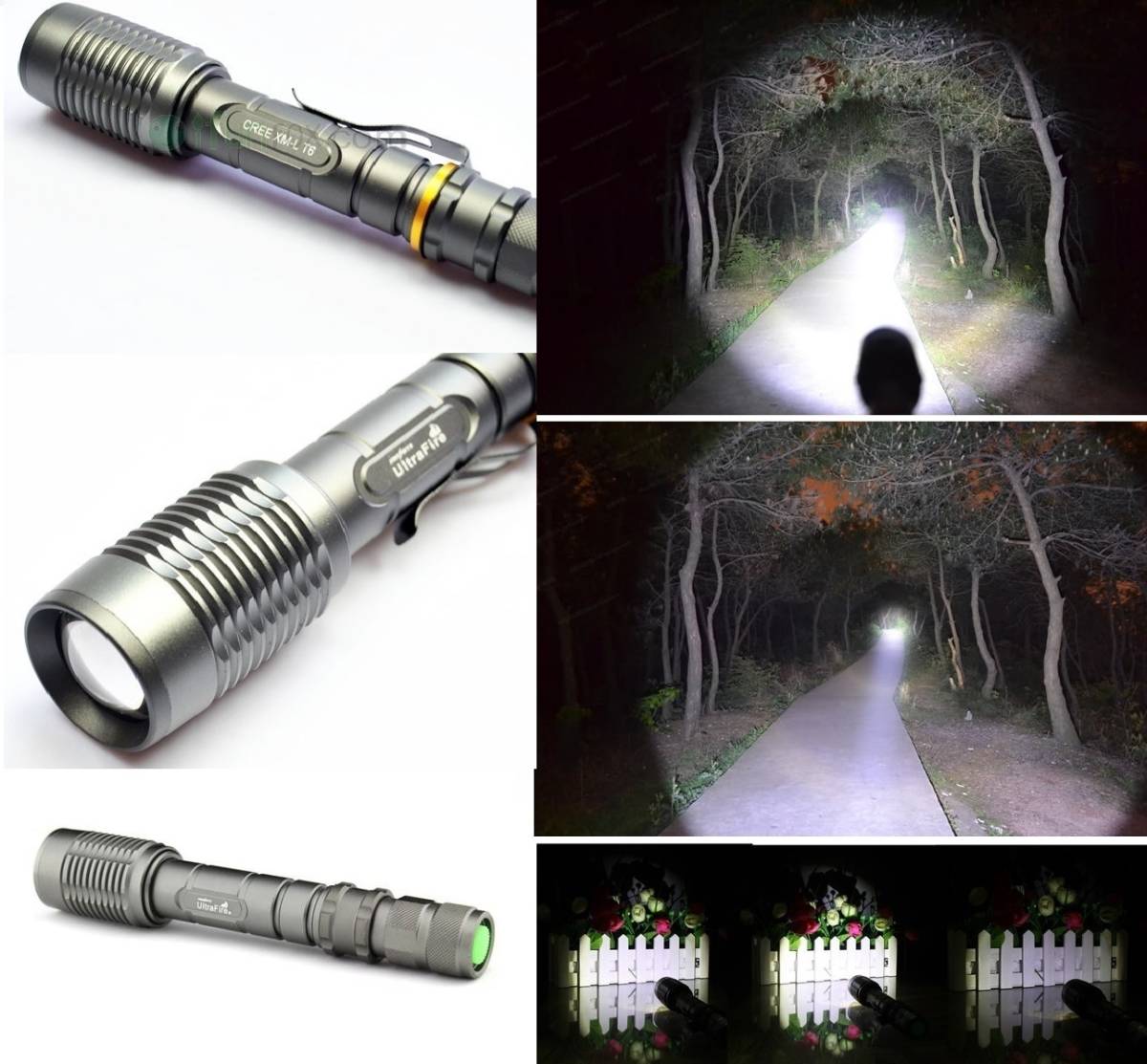 ★100円スタート★ULTRA FIRE LIGHT★CREE XML-T6★SILVER★バッテリー2個付★サイクルキャリアアタッチメント付★限定１点★_画像2