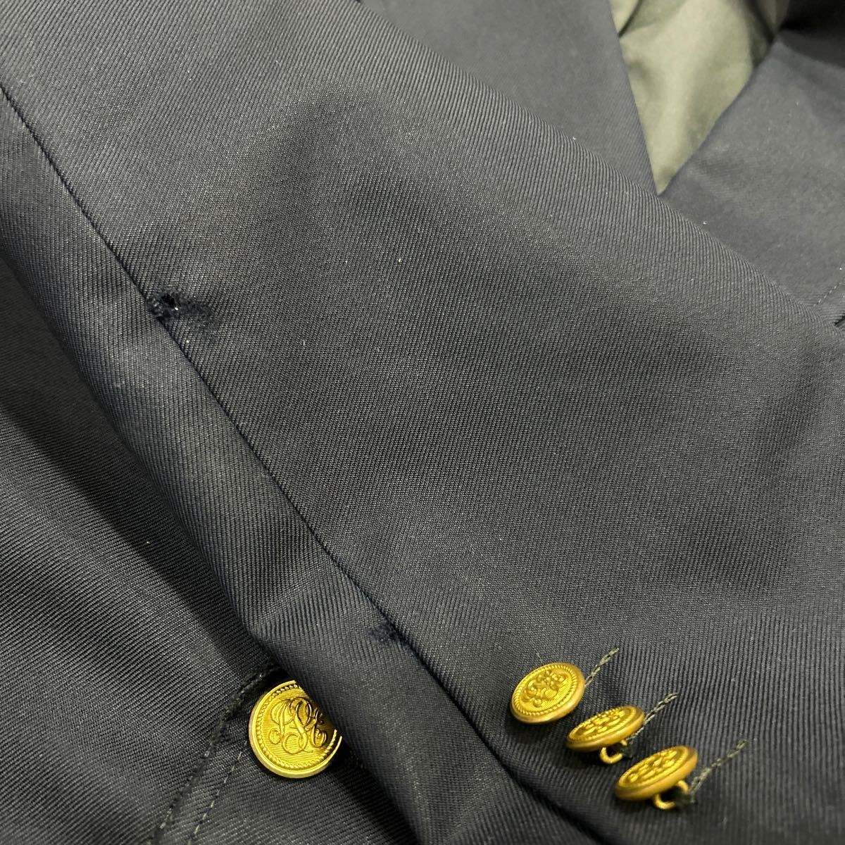 J @ 日本製 '豪華 金ボタン使用'『J.PRESS ジェイプレス』WOOL ダブル テーラードジャケット 紺ブレザー A7 紳士服 アウター 上着 NAVY _画像9