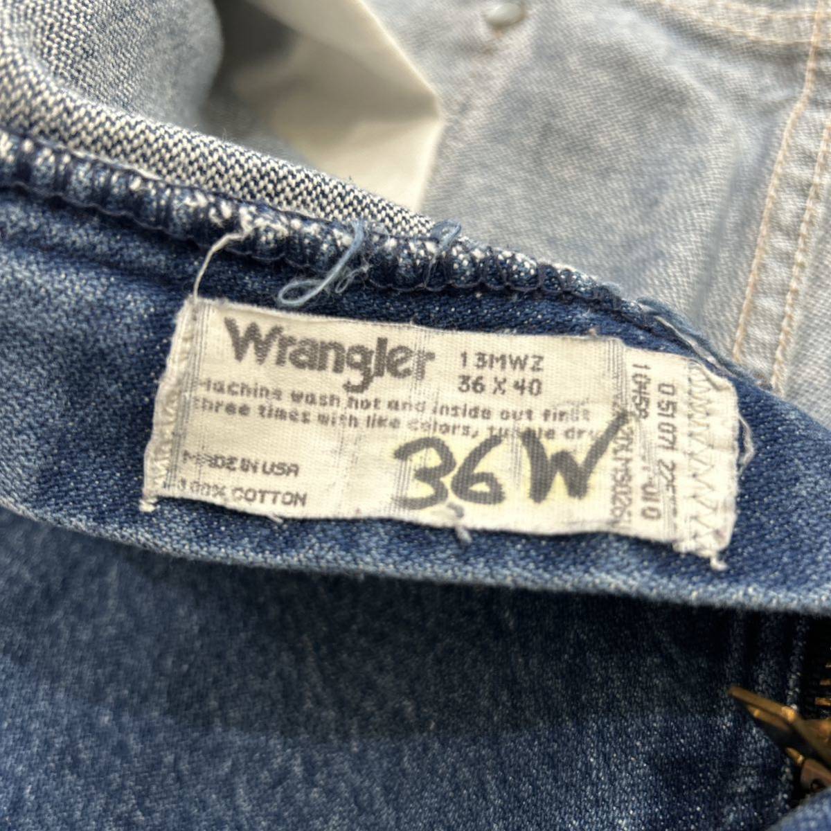 Q @ 米国製 '希少 ビンテージ'『Wrangler ラングラー』COTTON カットオフ デニムパンツ / ジーンズ W36 L40 紳士服 ボトムス 古着 USA製_画像7