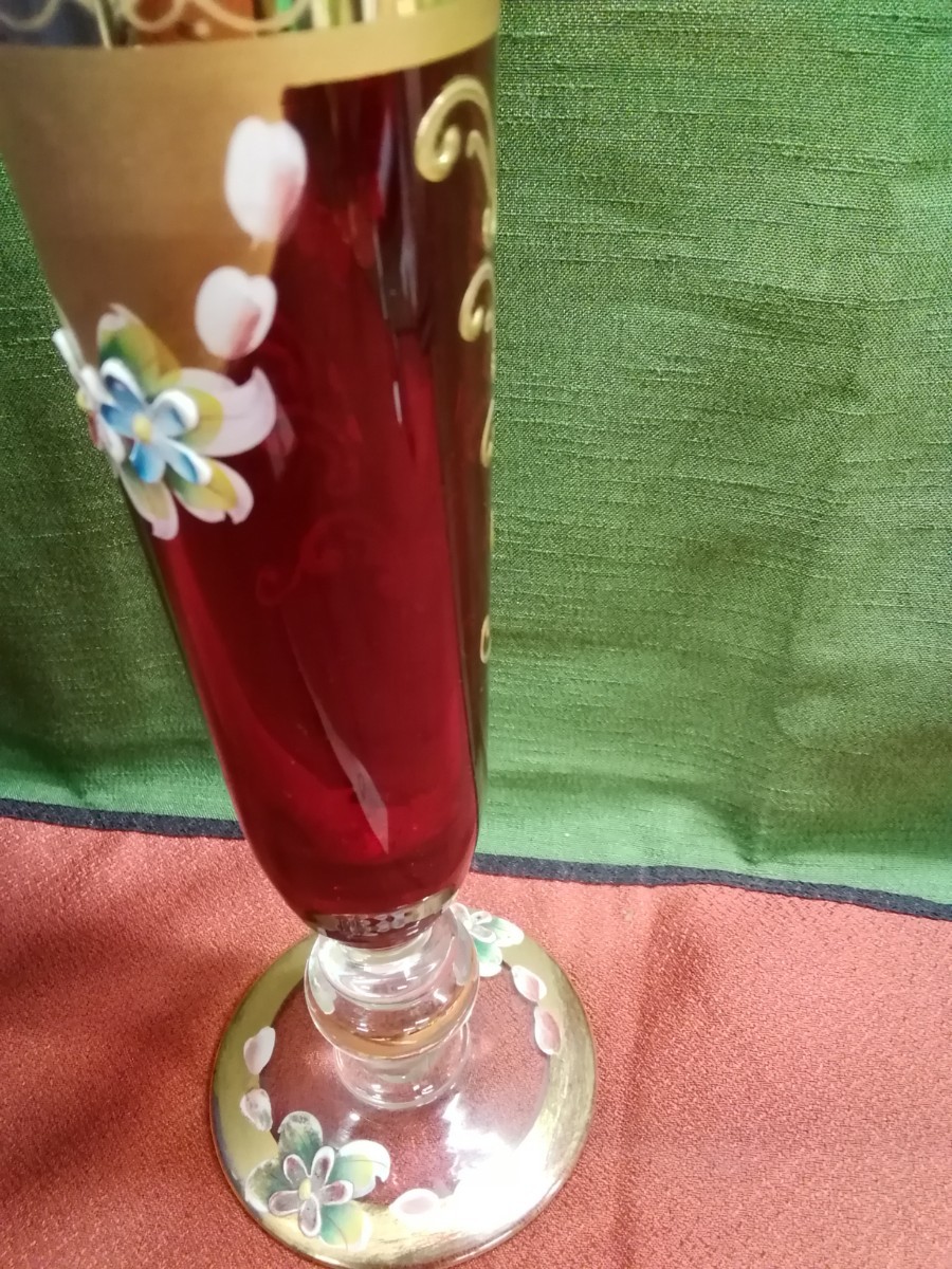 g_t Ｎ508 ベネチアングラス ムラーノ 飾花瓶・花瓶 中古 とても素敵な花瓶ですが、色ムラが御座います。_画像4