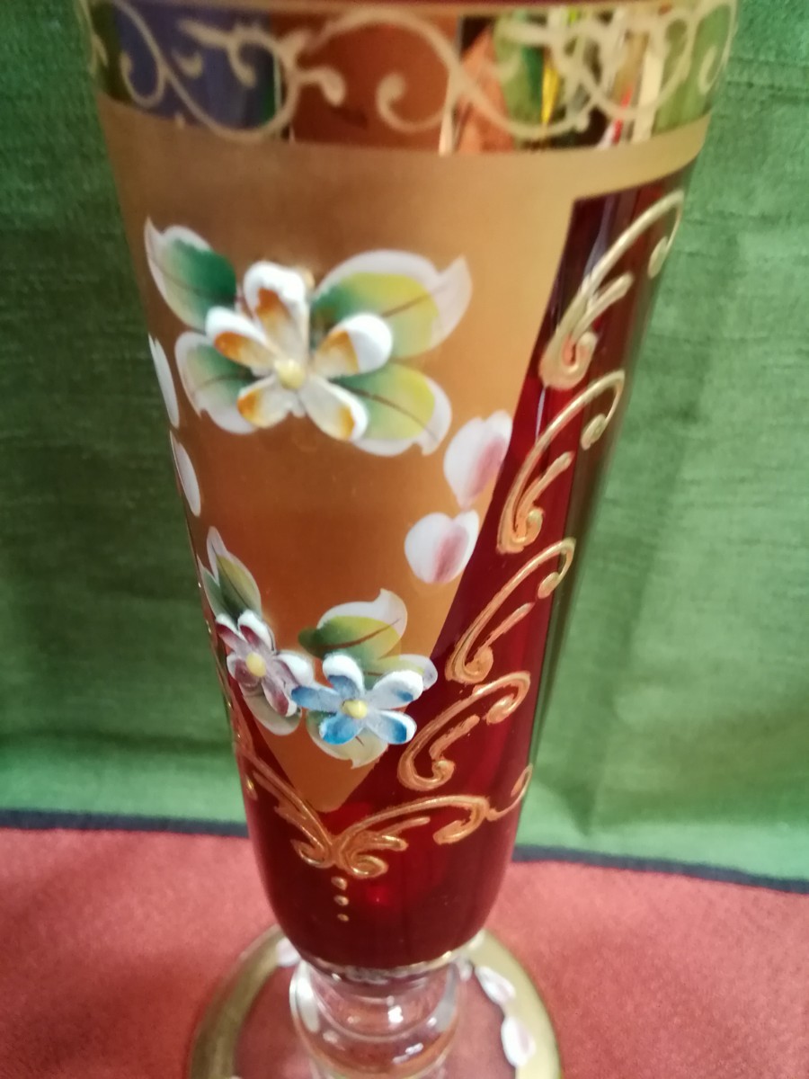 g_t Ｎ508 ベネチアングラス ムラーノ 飾花瓶・花瓶 中古 とても素敵な花瓶ですが、色ムラが御座います。_画像2