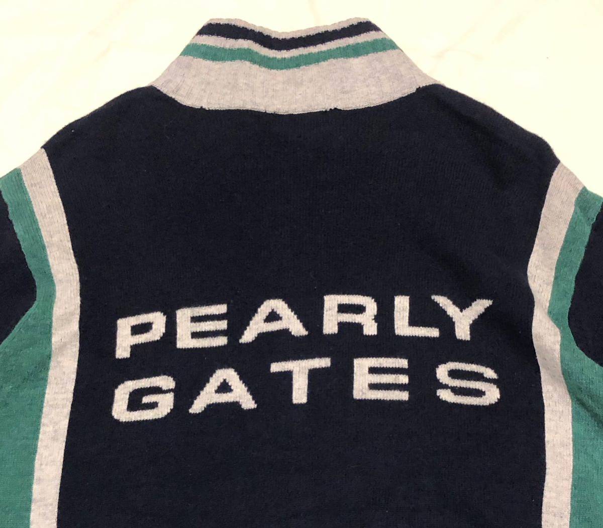 9372《PEARLY GATES パーリーゲイツ》バニー刺繍 バックビッグロゴ編み柄 フルジップ ウール ニット ジャケット 5_画像5