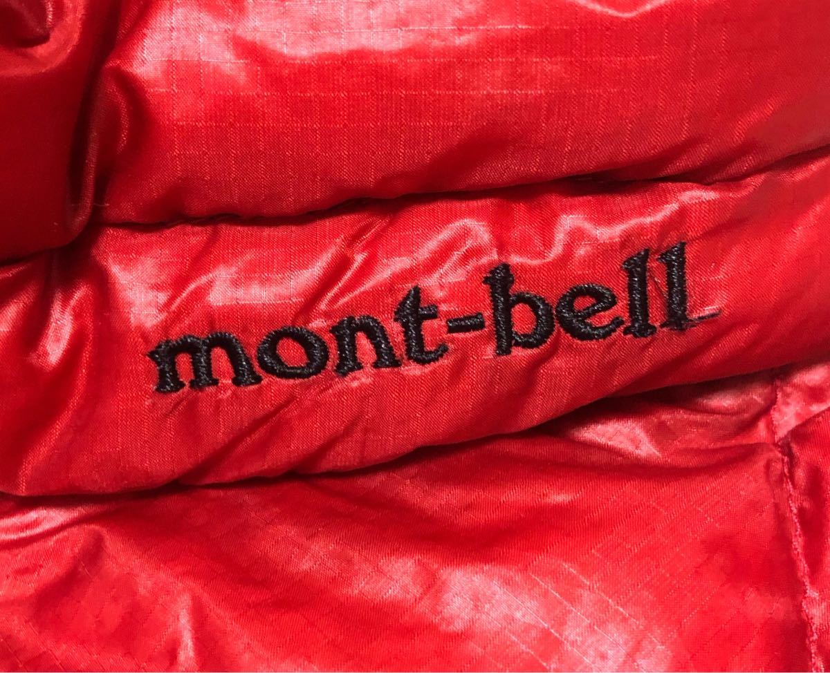 9204《mont-bell モンベル》ロゴ刺繍 キルティング ダウン ベスト レッド M_画像6