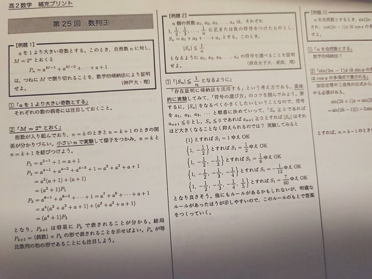 鉄緑会　高２数学　数学実戦講座Ⅰ/Ⅱ　後期補助プリント　数学ⅠAⅡBポイント　駿台　河合塾　東進　SEG 