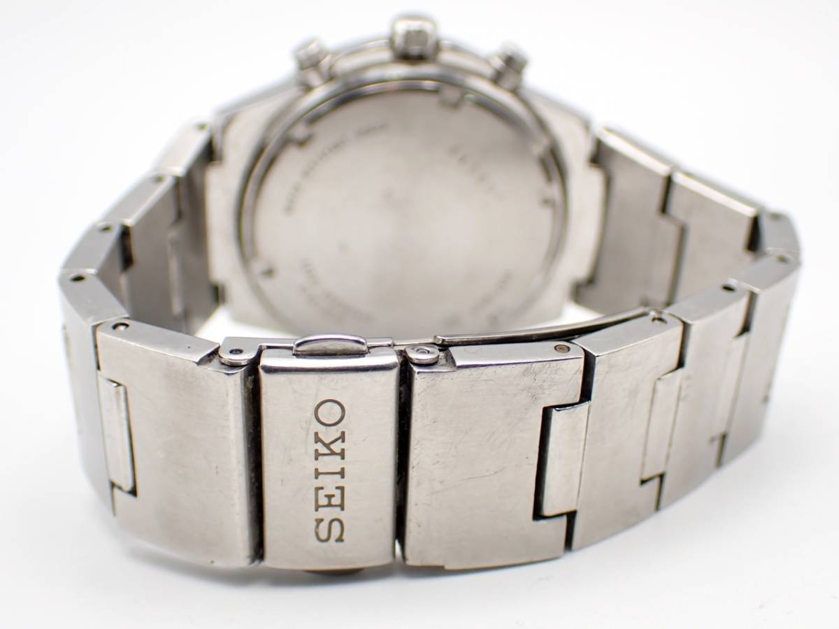 １円～★稼働品★SEIKO セイコー V857-0A10 クロノグラフ 100M QZ 白文字盤 メンズ腕時計 N3108-2200③_画像4