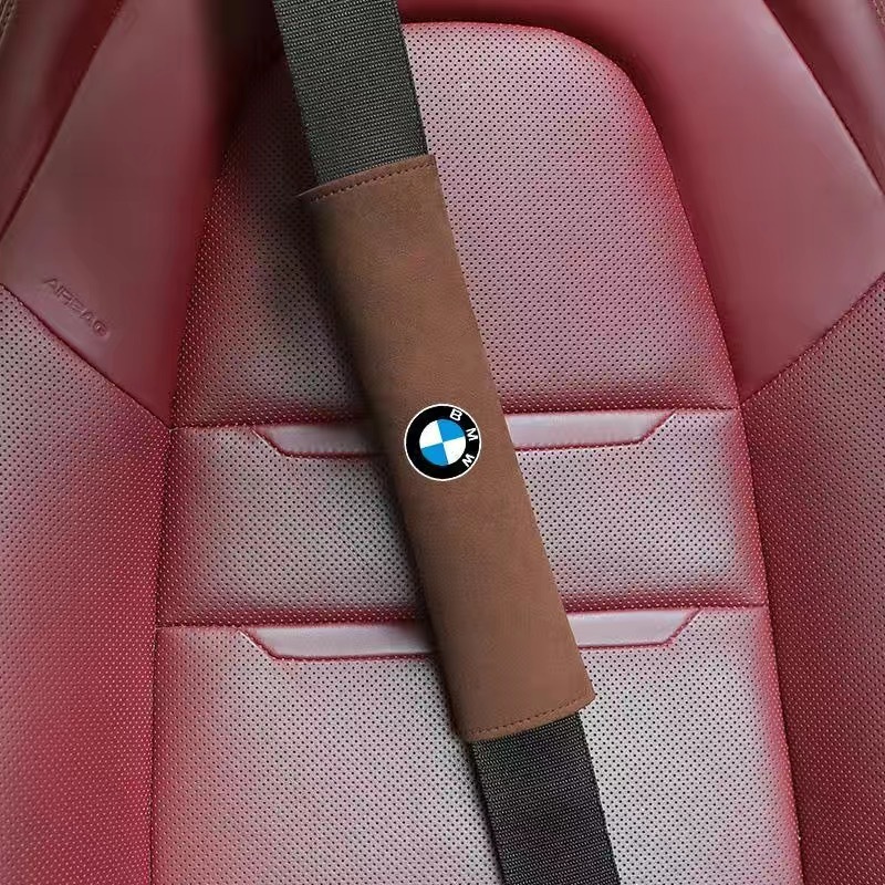 BMW シートベルトパッド シートベルトカバー 2点セット スエード シートベルトクッション ショルダーパッド ブラウン_画像3