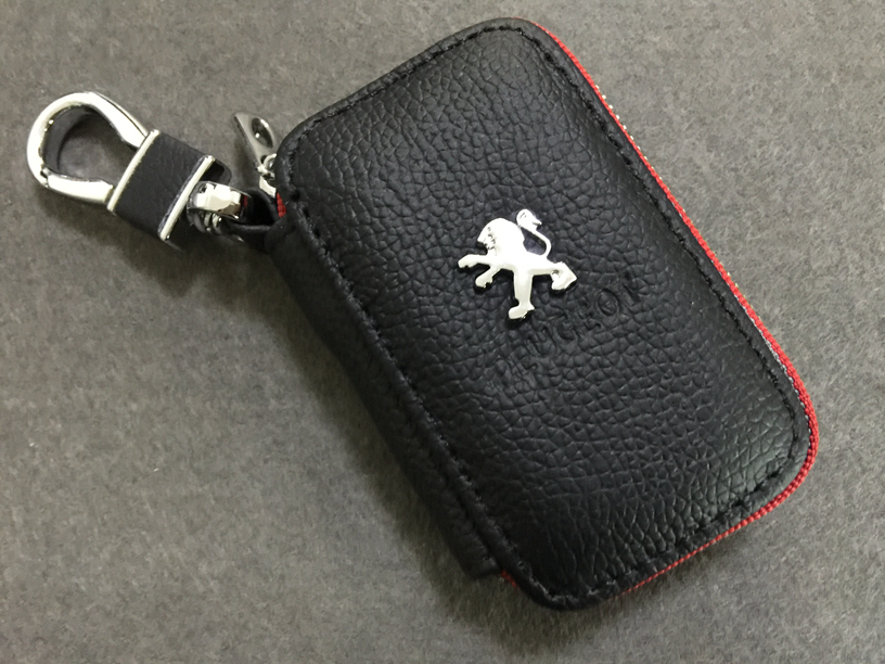  Peugeot PEUGEOT key case smart key round fastener light weight black shrink leather key case key storage 