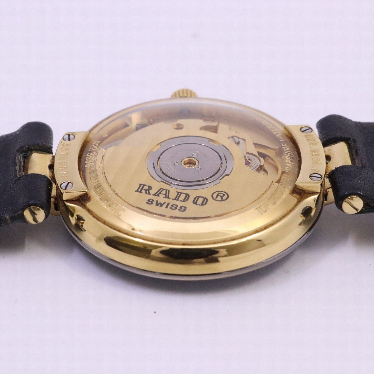 ラドー クポール 自動巻き メンズ 腕時計 黒文字盤 純正革ベルト 629.3636.2【いおき質店】_画像9
