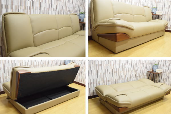 [ prompt decision ] large semi-double size bearing surface under storage attaching sofa bed outlet furniture living 3 seater . sofa [ new goods exhibition goods ]0055635