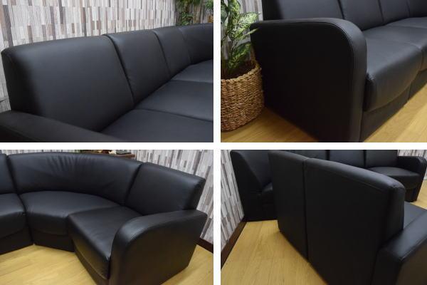 [. bargain prompt decision ] black reception corner sofa -5 point set outlet furniture red letters resolution living sofa [ new goods exhibition goods ] 0050742