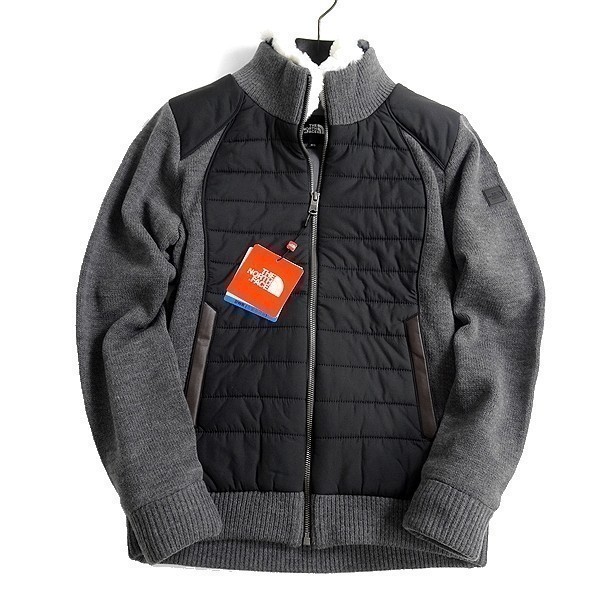 THE NORTH FACE ノースフェイス 新品 定価2.7万 撥水DWR 中綿パネル ウール混ニット ジャケット ブルゾン G80 BLK 85/S ▲041▼bus040nf_画像2