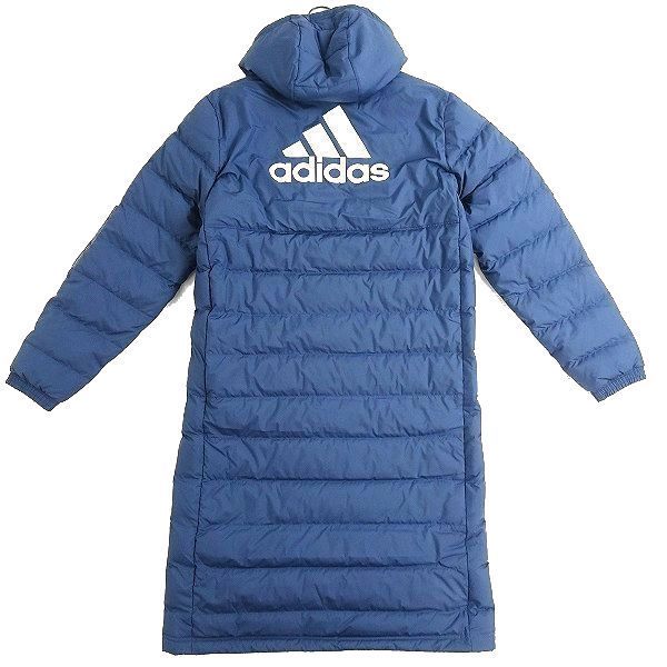 adidas アディダス 定価2.2万 防風撥水WIND.DRY スリーストライプス フーデッド ロングダウンコート ベンチコート GM5246 O▲082▼bus8429b_画像2