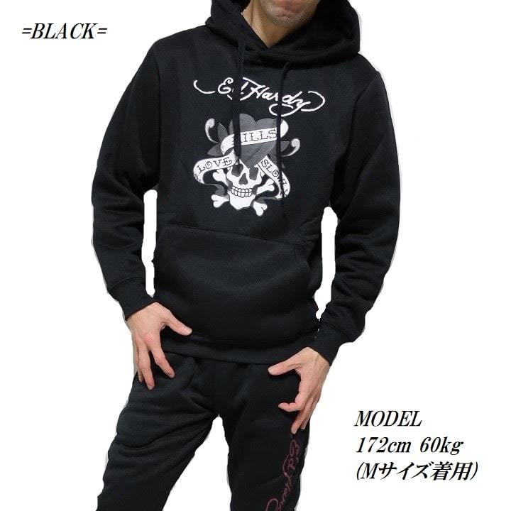 残り1枚！！！エドハーディー ed hardy 　パーカー 　ドクロ　黒　Ｍ_画像1