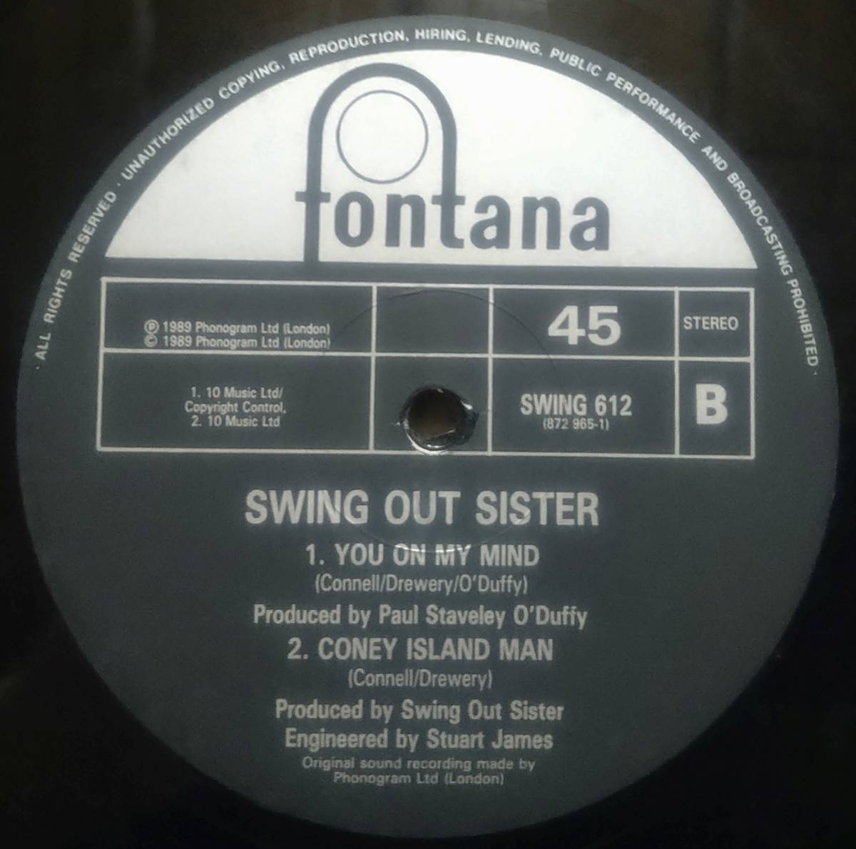 【12's R&B Soul】Swing Out Sister「You On My Mind」オリジナル UK盤_Side2