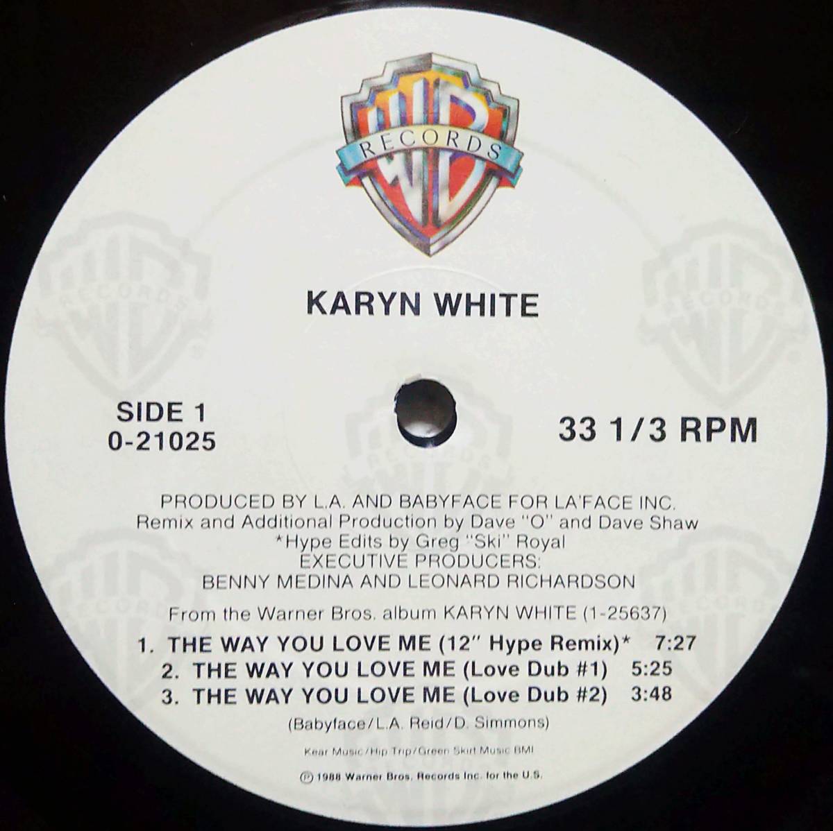 【12's R&B Soul】Karyn White「The Way You Love Me」オリジナル US盤_Side1