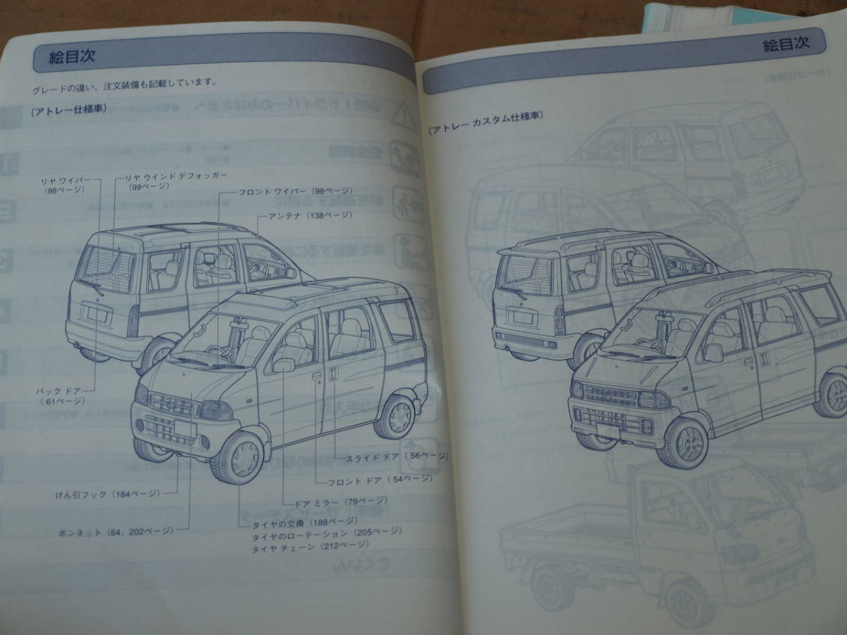 * S220V S220G Atrai Wagon Hijet Cargo original vehicle user's manual user's manual record list Heisei era 11 year 1998 year 12 month issue 01999-97501 *231020