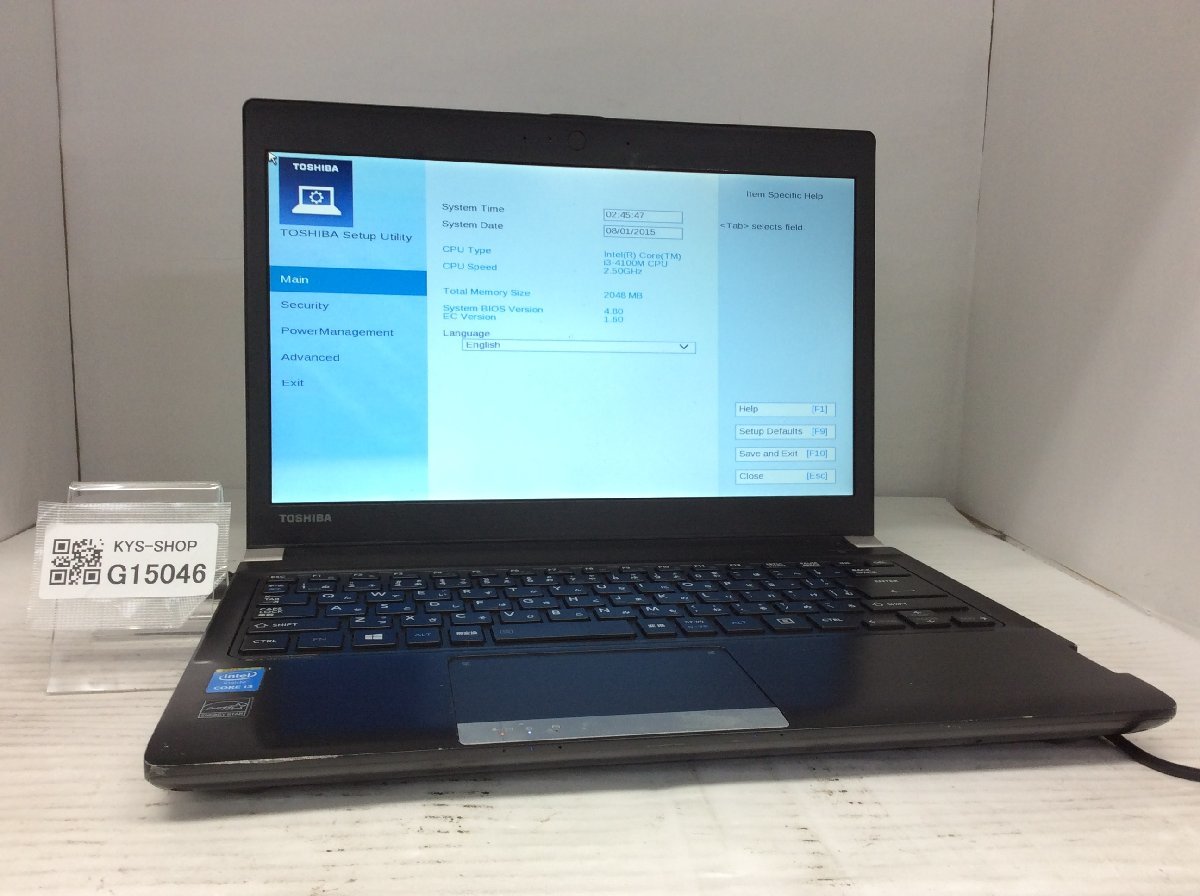 ジャンク/ TOSHIBA dynabook R734/M PR734MEFP37AD71 Intel Core i3-4100M メモリ2.05GB ストレージ無し 【G15046】_画像1