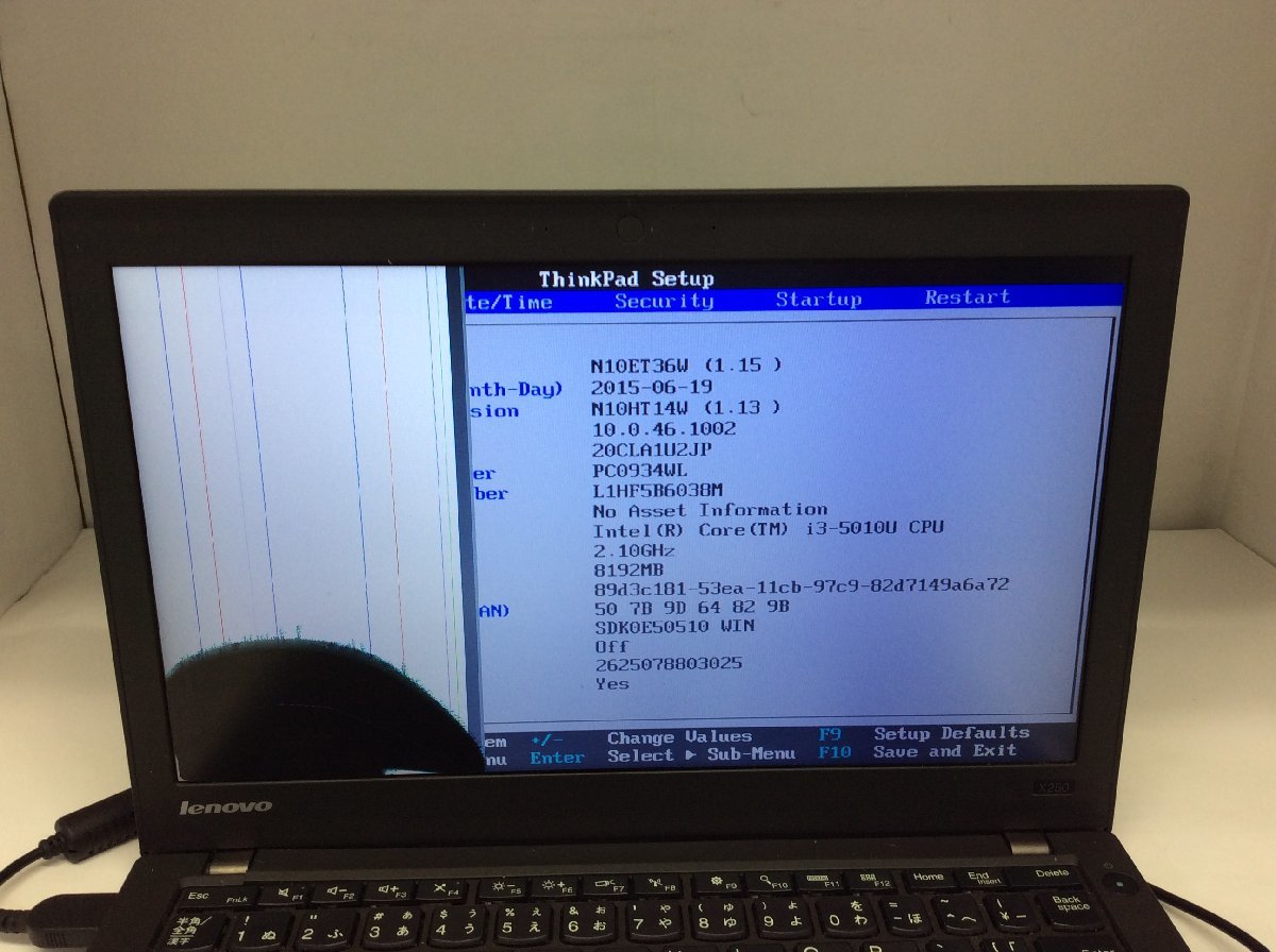 ジャンク/ LENOVO 20CLA1U2JP ThinkPad X250 Intel Core i3-5010U メモリ8.19GB HDD500.1GB 【G15241】の画像8