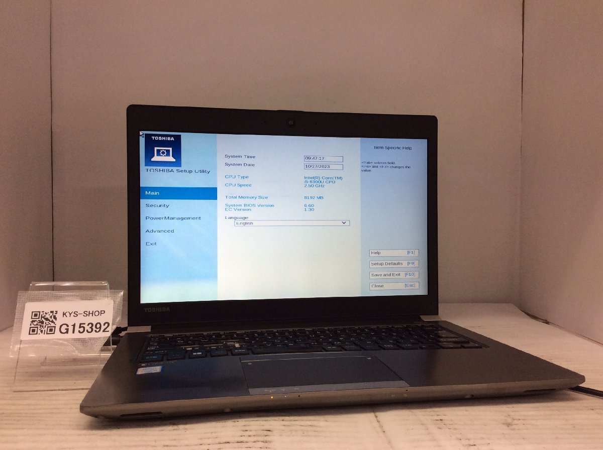 ジャンク/ TOSHIBA dynabook R63/F PR63FBA4447AD11 Intel Core i5-6300U メモリ8.19GB ストレージ無し 【G15392】_画像1