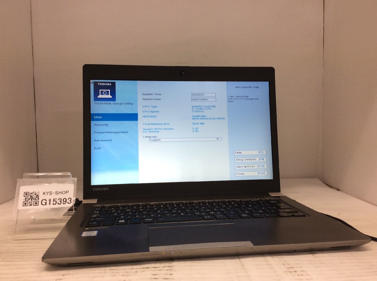 ジャンク/ TOSHIBA dynabook R63/J PR63JEA4447AD21 Intel Core i5-7200U メモリ8.19GB SSD256.06GB 【G15393】の画像1