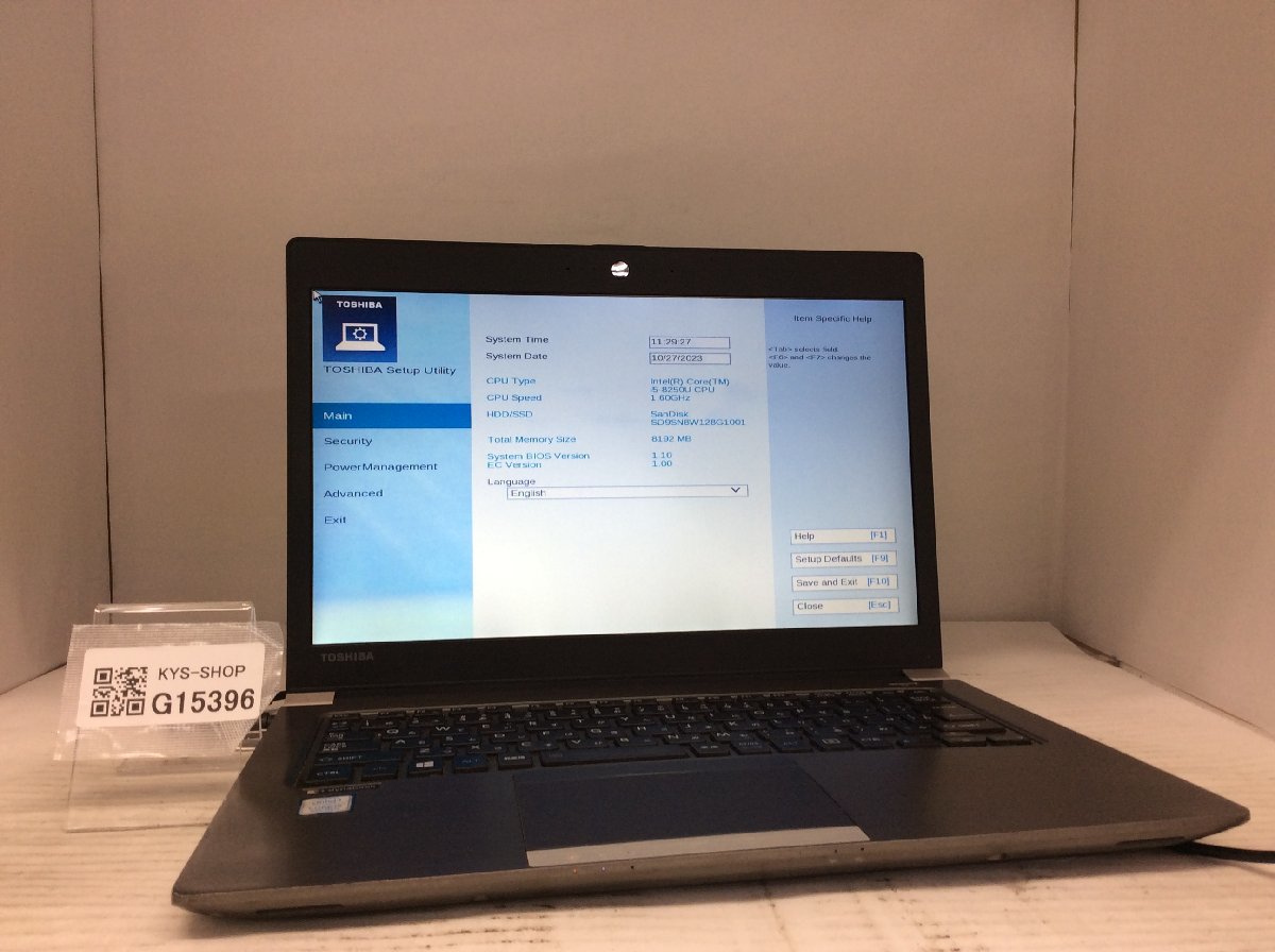 ジャンク/ TOSHIBA dynabook R63/H PR63HTA4347AD11 Intel Core i5-8250U メモリ8.19GB SSD128.03GB 【G15396】の画像1