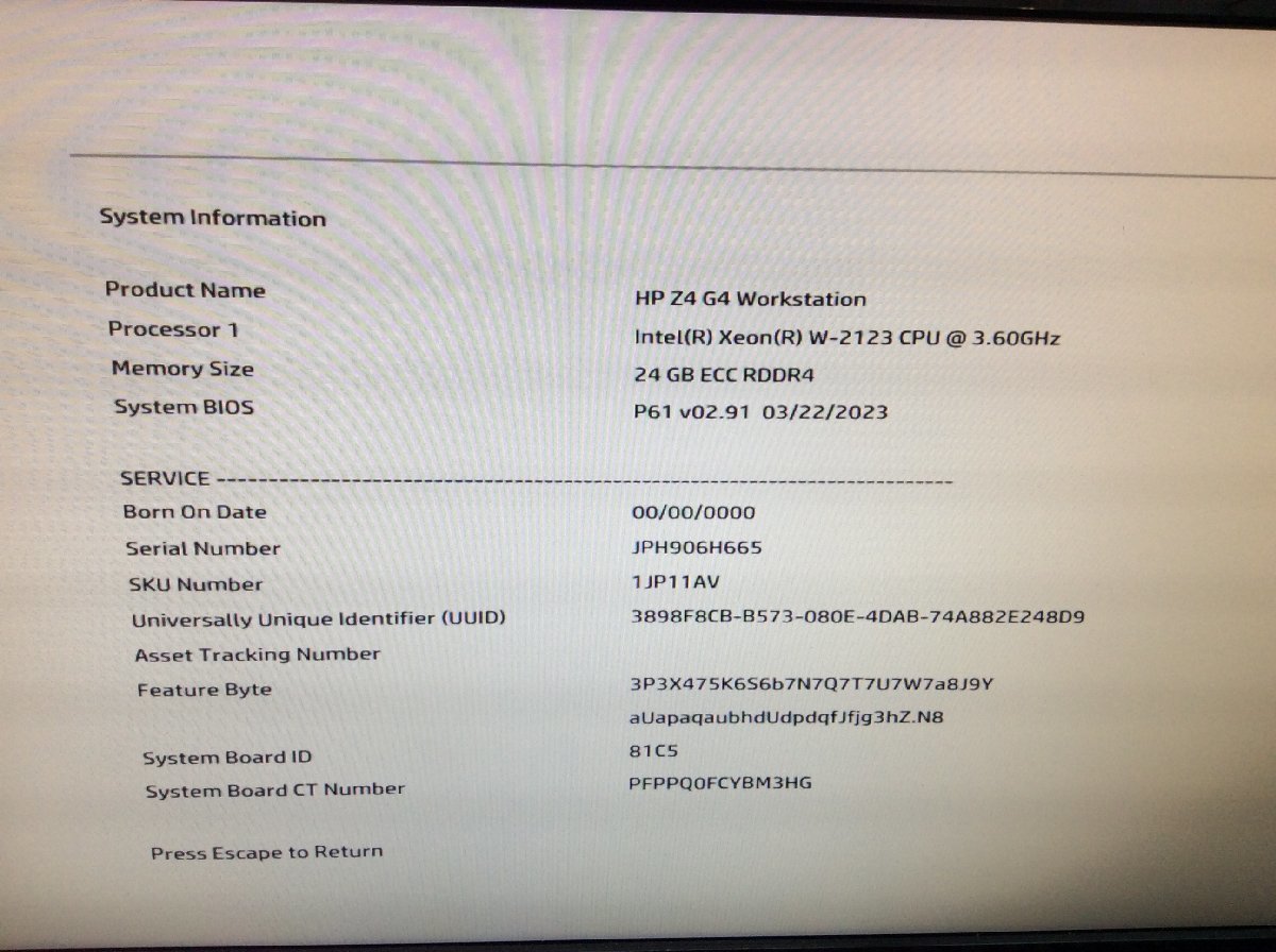 【1円スタート】HP Z4 G4 Workstation/Intel Xeon W-2123 3.60GHz/HDD500GB(3.5インチ) /24GB/NVIDIA GeForce GTX745/Win11 Pro_画像6