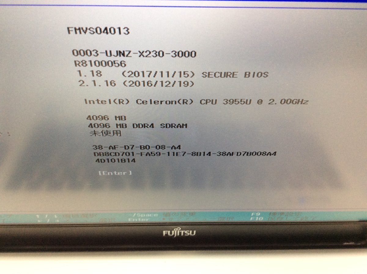 ジャンク/ FUJITSU FMVS04013 LIFEBOOK S936/M Intel Celeron 3955U メモリ4.1GB SSD128.03GB 【G15231】の画像6