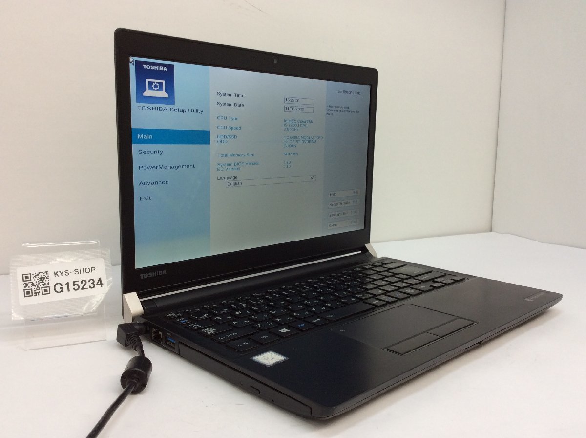 ジャンク/ TOSHIBA dynabook R73/J PR73JEA4187AD11 Intel Core i5-7200U メモリ8.19GB HDD500.1GB 【G15234】_画像1