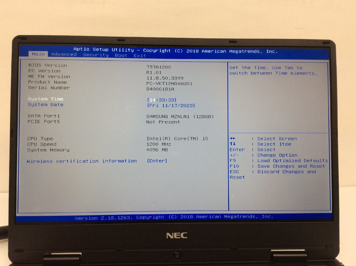 ジャンク/ NEC PC-VKT12HGX6UD1 Intel Core i5-7Y54 メモリ4.1GB SSD128.03GB 【G15877】_液晶に写真では分かりにくい色ムラ多数あり