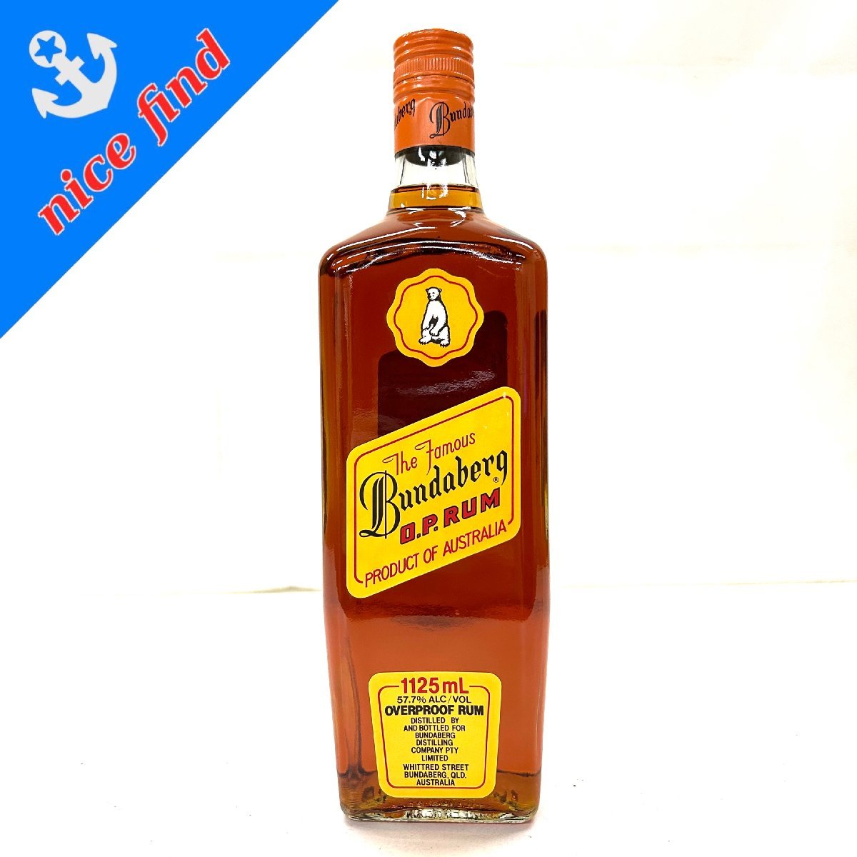 未開栓◆バンダバーグ Bundaberg◆O.P.RUM 1125ml アルコール57.7% ラム酒 洋酒 古酒 お酒 オーストラリア_画像1