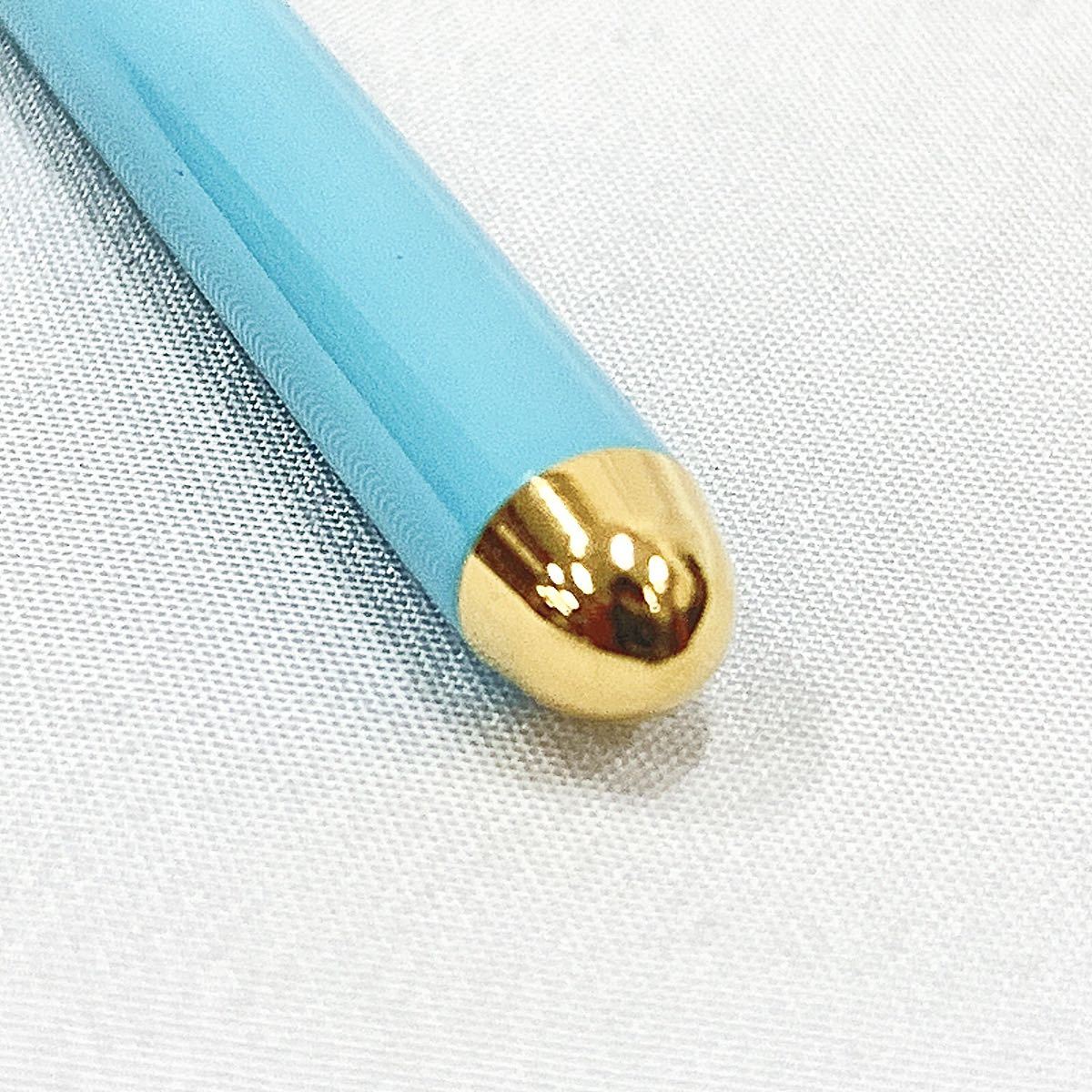 TIFFANY&Co. ティファニー ボールペン 筆記用具 箱付き ブルー×ゴールド 保存袋 R阿0928☆_画像5