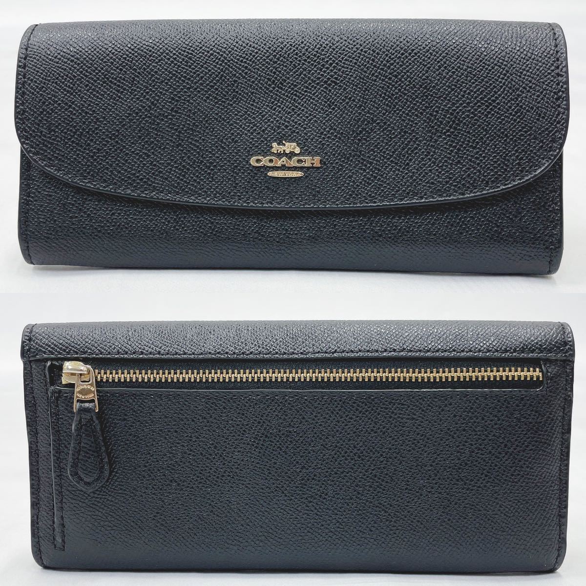 美品 COACH コーチ F59949 長財布 ブラック 黒 レザー R店1029○_画像2