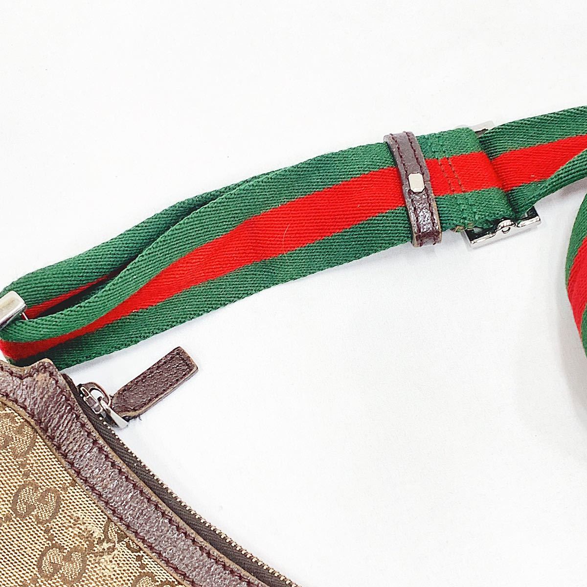 GUCCI グッチ ショルダーバッグ 181092 キャンバス レザー ベージュ系 GG柄 斜め掛け シェリーライン _画像4