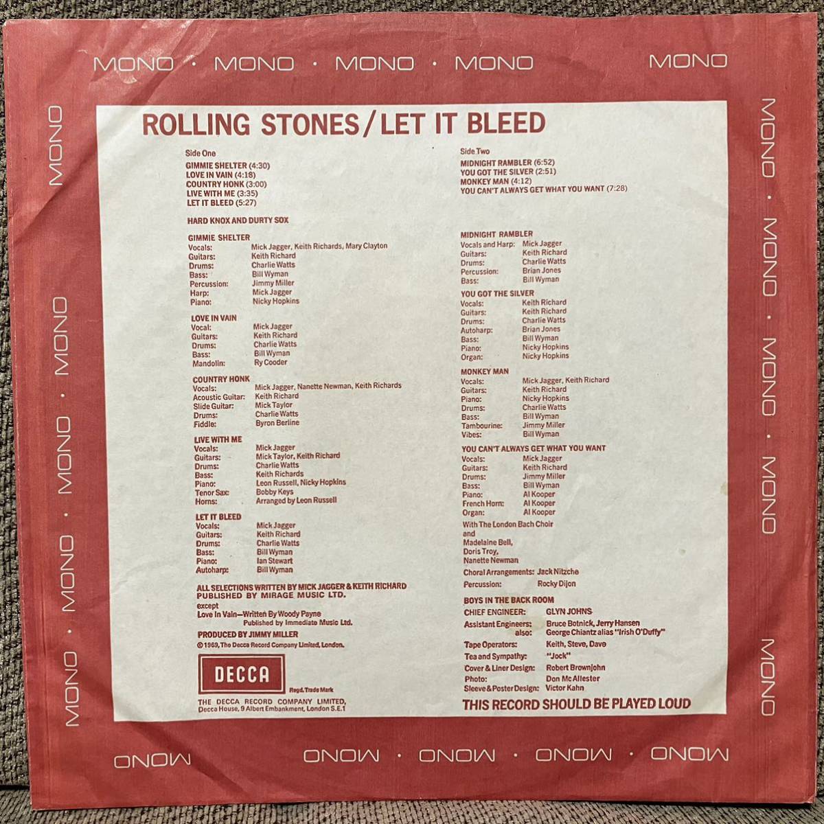 The Rolling Stones Let It Bleed 1969年 UKオリジナル Mono盤 LP ローリングストーンズ _画像4