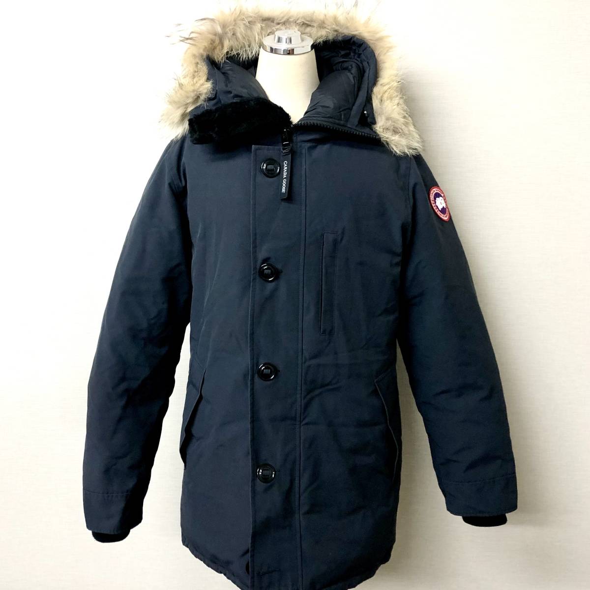 CANADA GOOSE カナダグース ダウンジャケット コート フード JASPER ジャスパー 3438JM Lサイズ L/G メンズ ファー アウター ネイビー 紺 _画像1