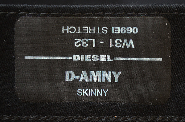 ★【正規品/新品】DIESEL ディーゼル D-AMNY STAY BLACK DENIM ブラックチノ スキニー 最高の履き心地 美脚シルエット W31_画像9