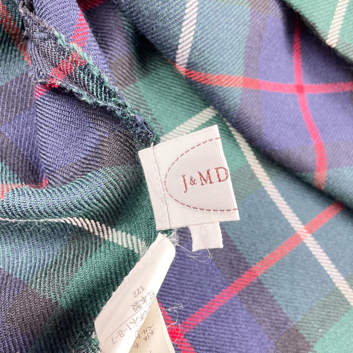 美品 J&M DAVIDSON ジェイアンドエムデヴィッドソン ウールフレアスカート 膝丈 裏地なし チェック 緑 グリーン サイズ8*JC1646_画像6