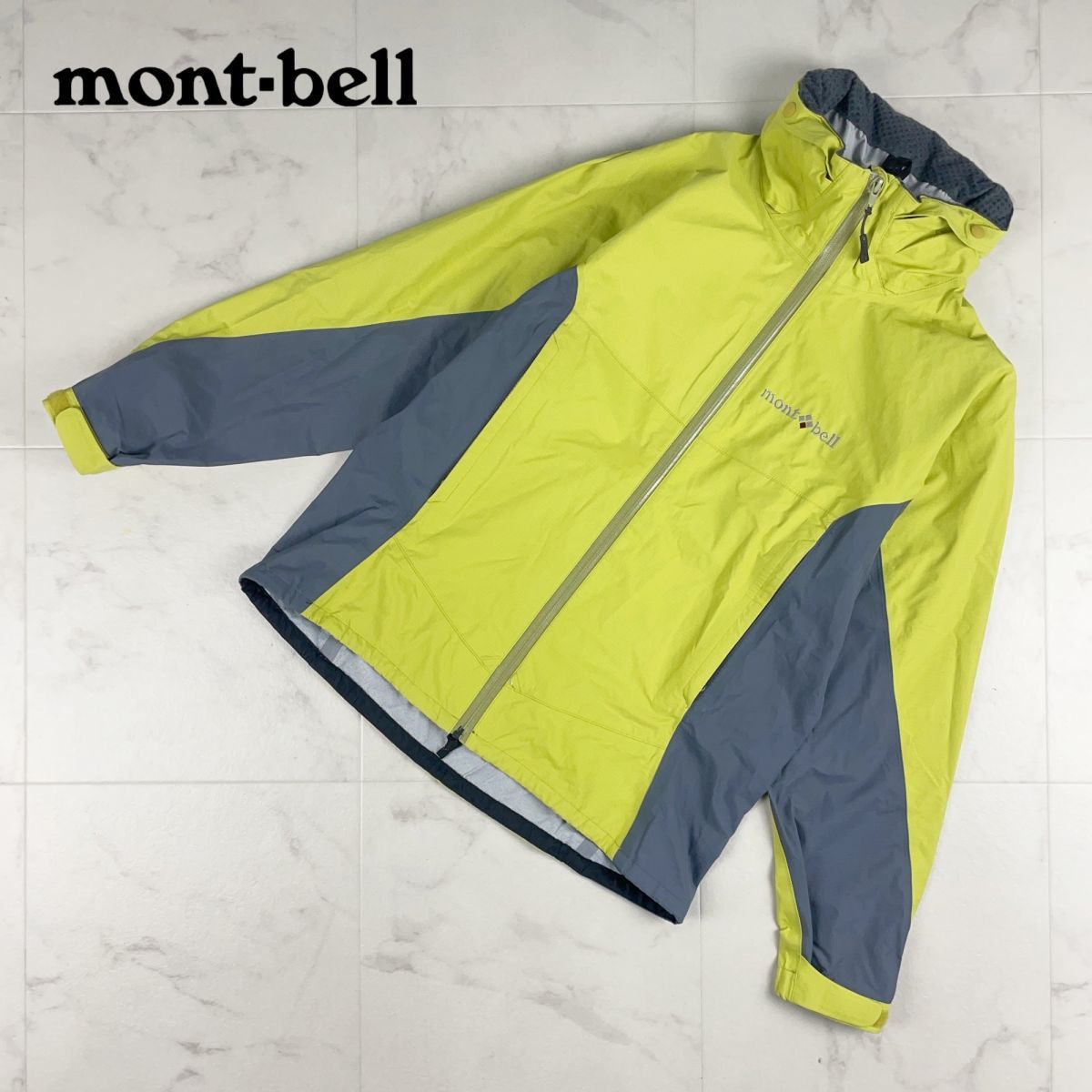 国内外の人気集結！ 美品 mon-bell モンベル 登山ウェア レイントレッカージャケット レディース アウトドア アウター 黄緑 ライトグリーン サイズS*IC37 女性用
