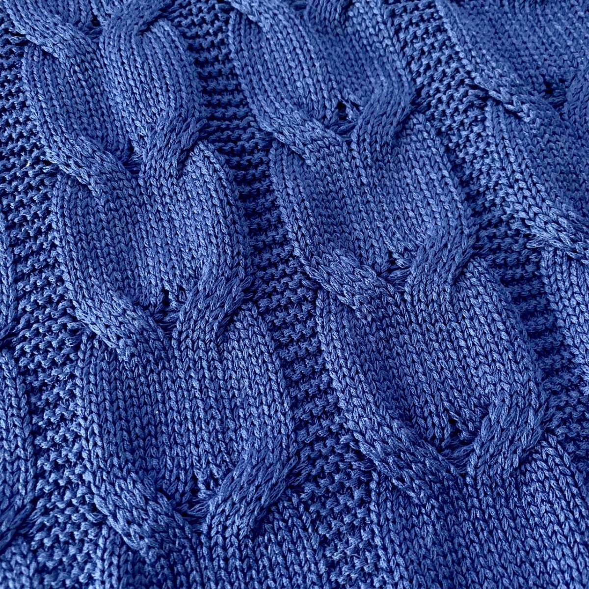 D10 美品 定価6万 レアサイズ 52サイズ『ドルモア Drumohr』ケーブル編み ウール ニット セーター ジャケット ブルゾン 鮮やかなブルー 青_画像6