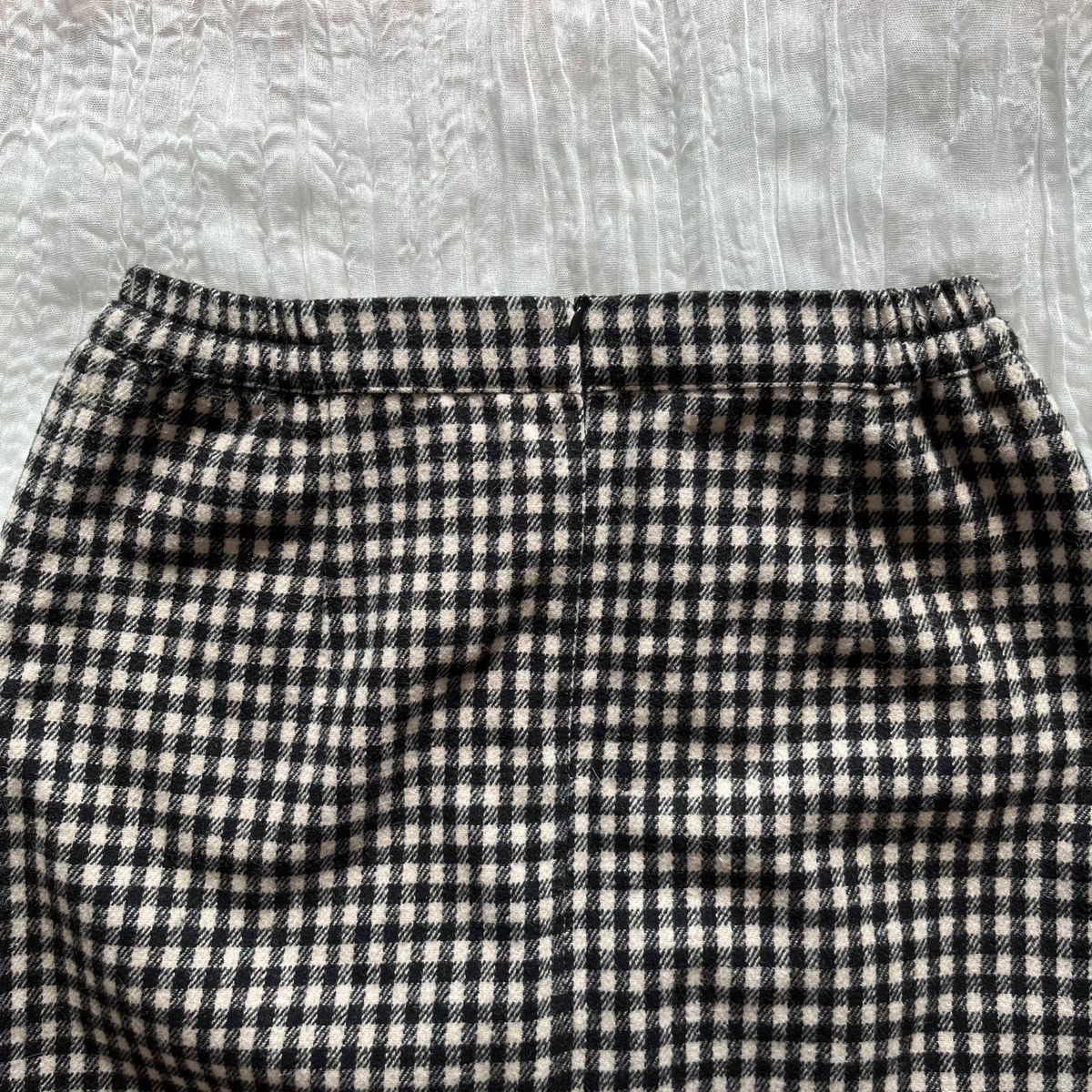 Snidel スナイデル ギンガムチェックスカート ミニスカート 台形スカート ウール チェック 白 黒 ホワイト ブラック