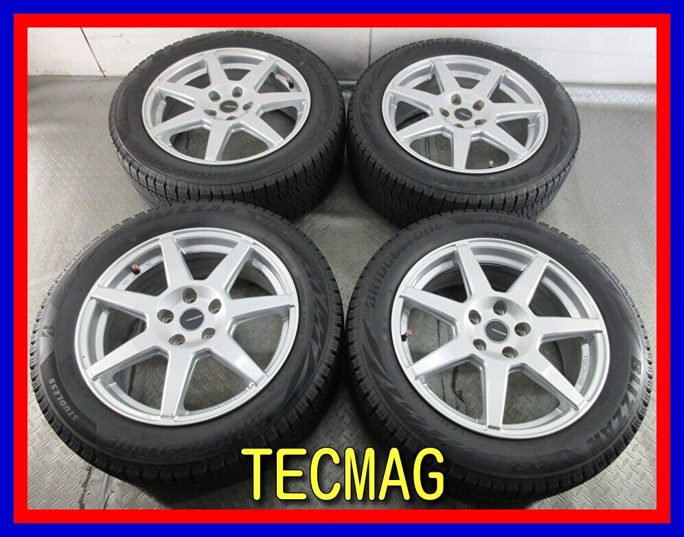 ■中古タイヤホイール■ TECMAG 17インチ 7J +50 5H 114.3 BRIDGESTONE VRX2 215/55R17 94Q ST 冬 激安 送料無料 K24_中古タイヤホイール４本